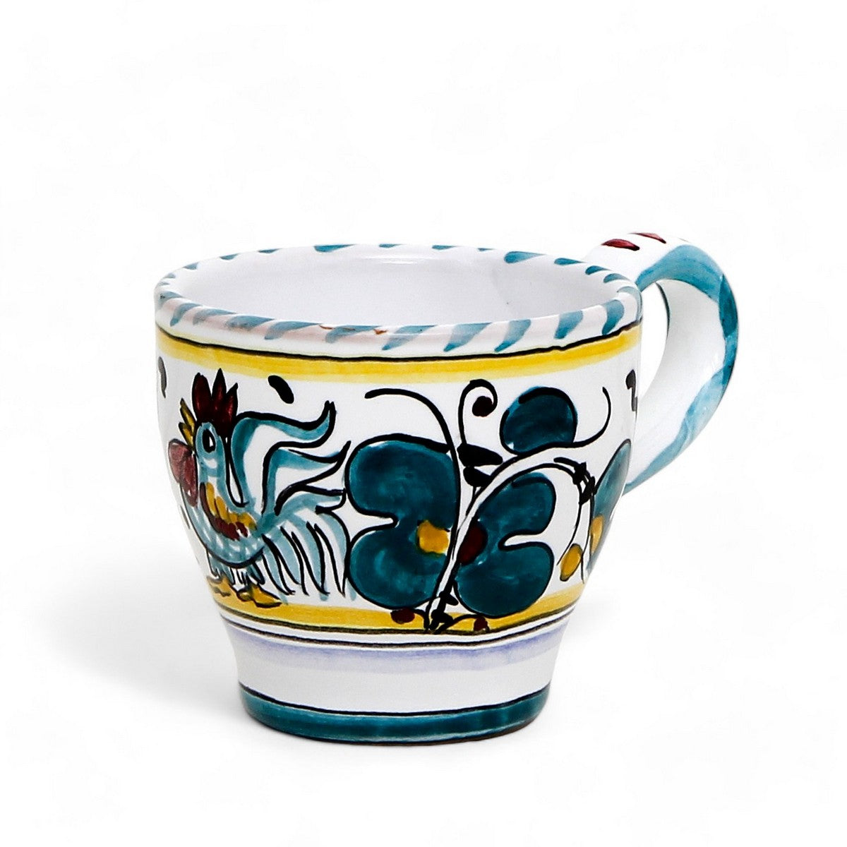 ORVIETO GREEN ROOSTER: Shaped Espresso Cup (3 Oz)