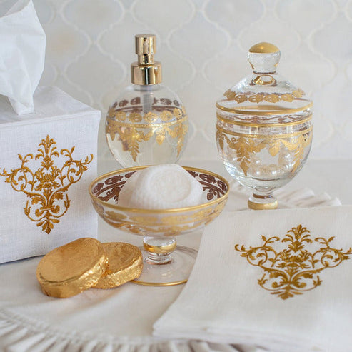 ARTE ITALICA: Vetro Gold Baroque Canister with Lid