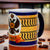 SUBLIMART: Palio di Siena Porcelain printed mug - Blue Handle & Rim - Design by Mario Bruno - AQUILA (Eagle)