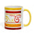 SUBLIMART: Palio di Siena Porcelain printed mug - Yellow Handle & Rim - Design by Mario Bruno - MONTONE (Ram)