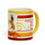 SUBLIMART: Palio di Siena Porcelain printed mug - Yellow Handle & Rim - Design by Mario Bruno - MONTONE (Ram)