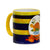 SUBLIMART: Palio di Siena Porcelain printed mug -  Yellow Handle & Rim - Design by Mario Bruno - TARTUCA (Tortoise)