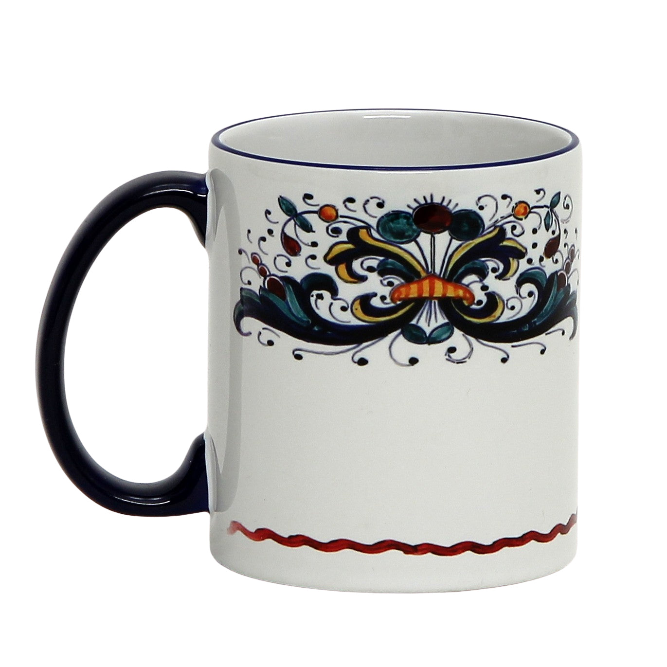 SUBLIMART: Printed Deruta style Mug with Blue Rim two sides design - artisticaitalian.com