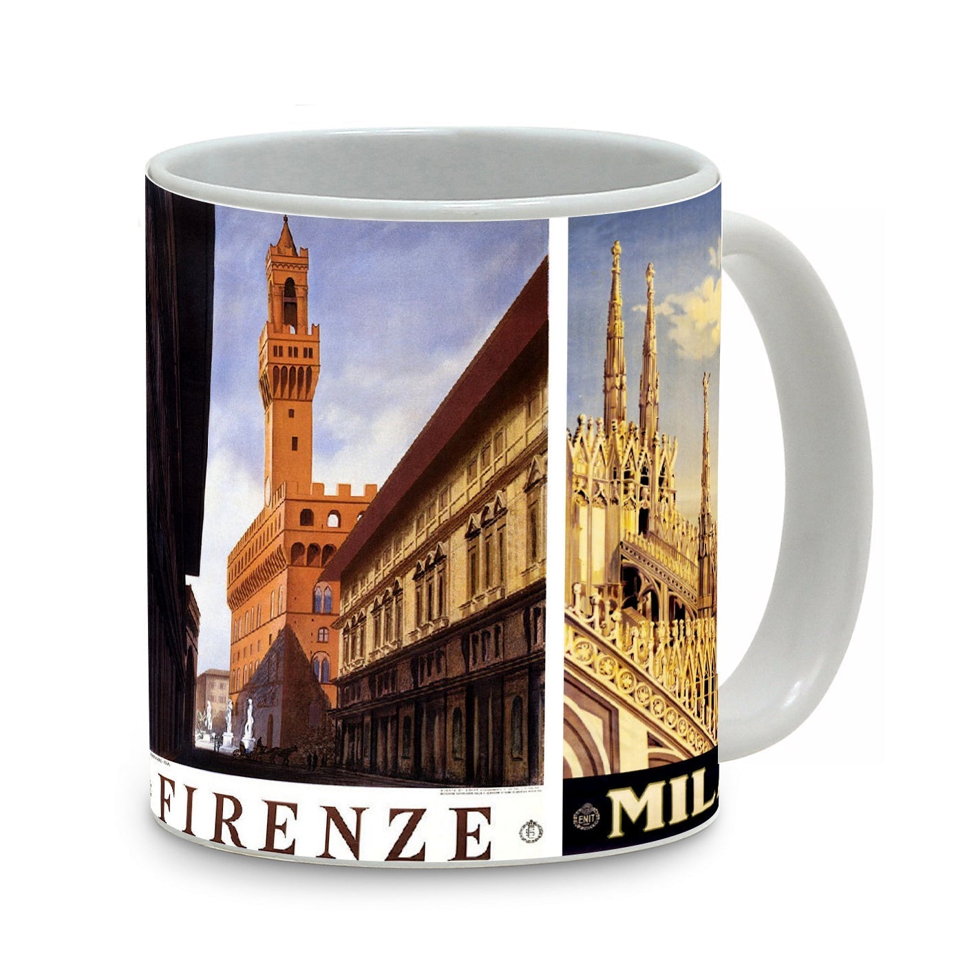 SUBLIMART: Bella Italia - Mug featuring Italian vintage posters (Firenze-Milano-Napoli)