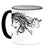 SUBLIMART: Bella Donna Lineart - Mug with black handle and rim featuring styled hand drawn trendy women profiles drawings.