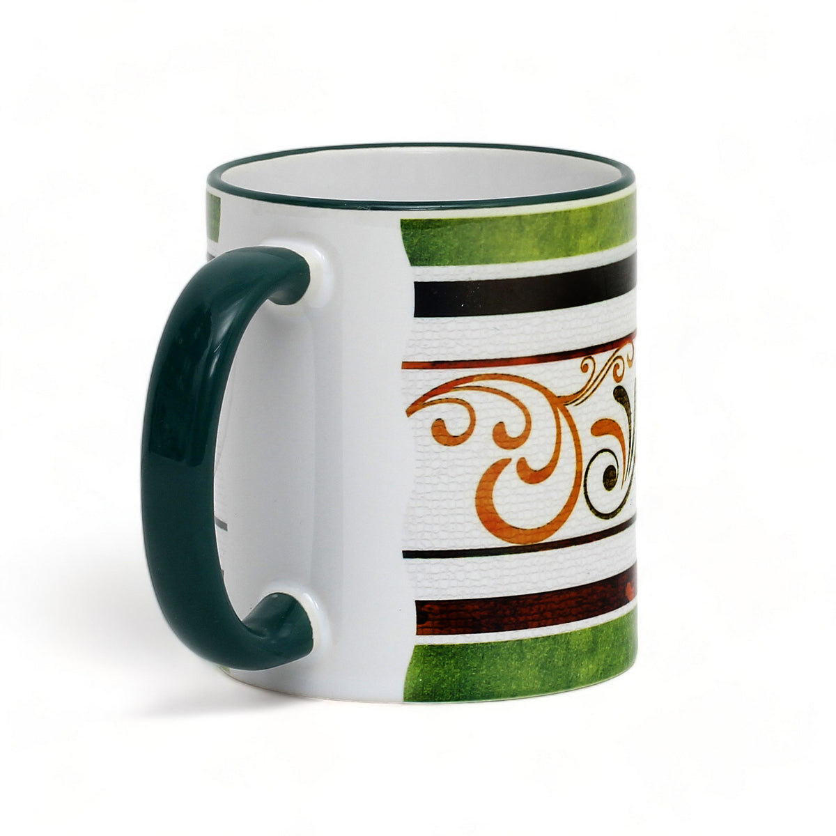 SUBLIMART: Ricco Italia Mug Green Handle+Rim - by Mario Bruno (Design 6400)