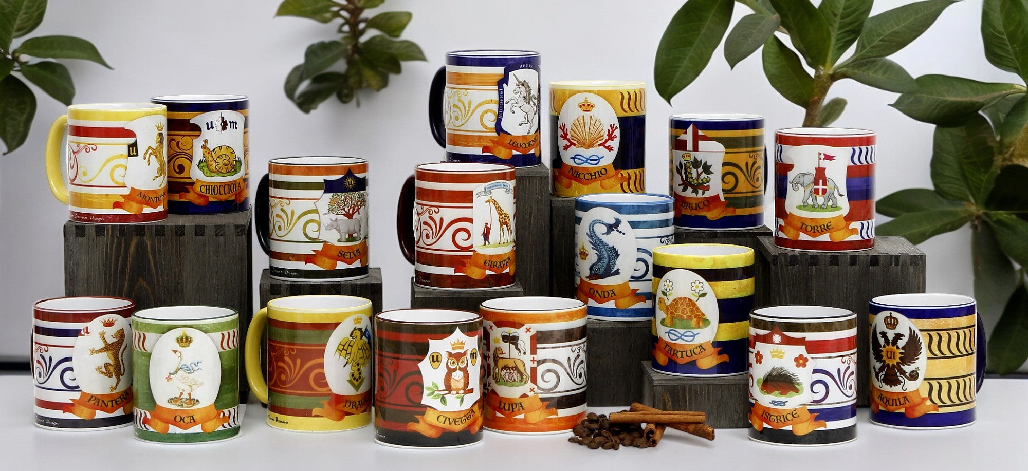 SUBLIMART: Palio di Siena Porcelain printed mugs bundle of all 17 Palio's Contradas