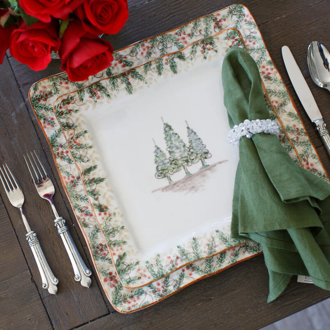 ARTE ITALICA: Natale Square Dinner Plate