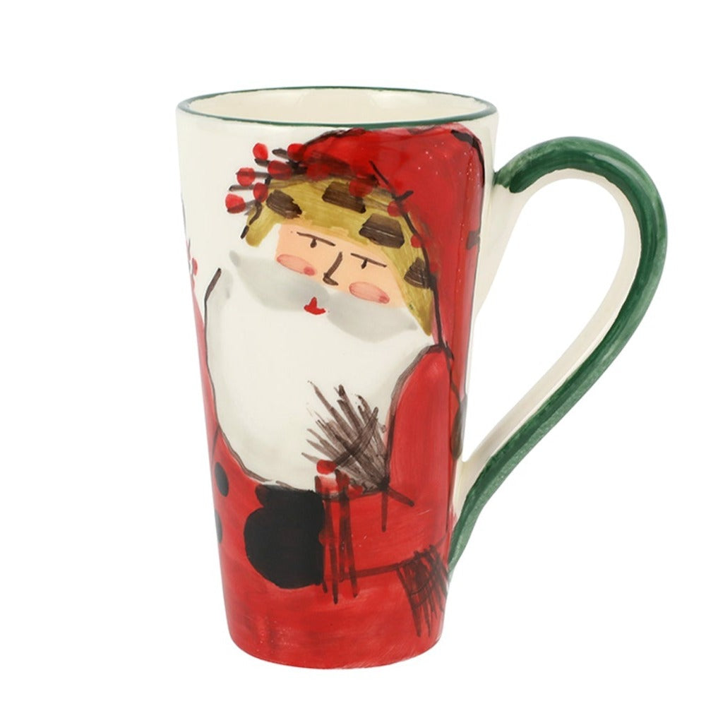 VIETRI: OLD ST. NICK LATTE MUG WITH BIRD NEST