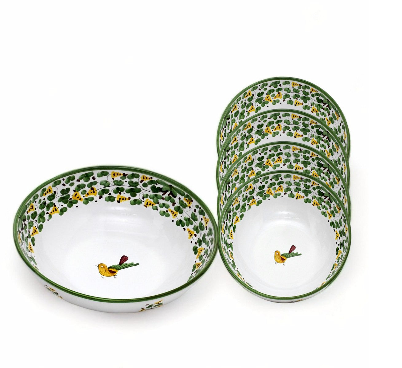 ARABESCO VERDE DERUTA: Five Pieces Pasta/Salad Bundle