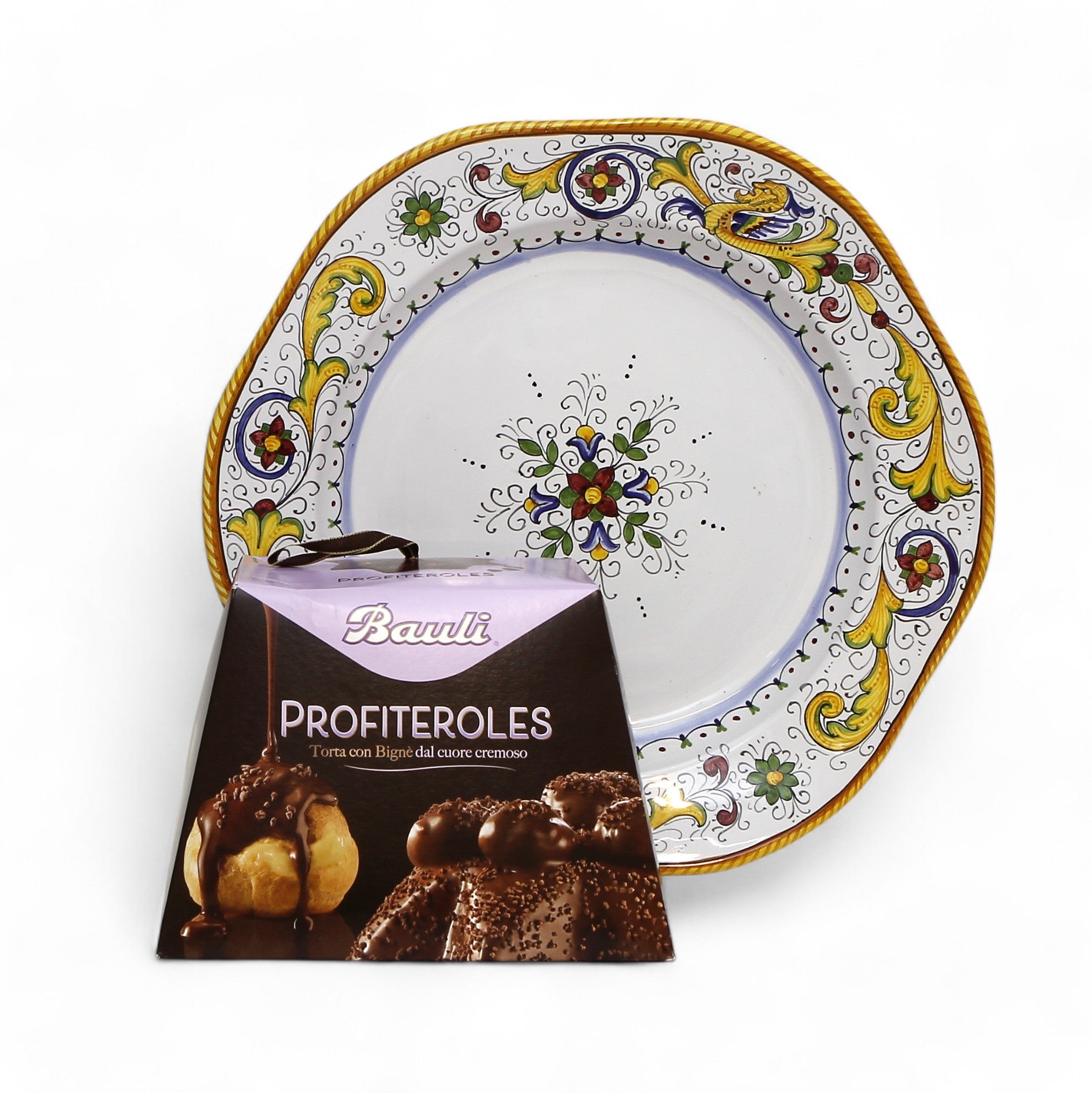 RAFFAELLESCO DELUXE: Hexagonal Platter + PROFITEROLES Bauli Panettone Holidays Bundle