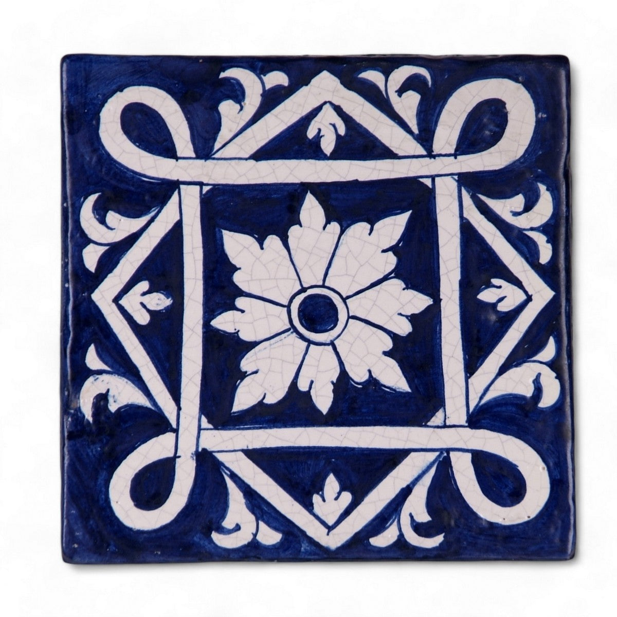 ANTICA DERUTA: Deluxe Hand Painted Ceramic Authentic Deruta Tile Blue