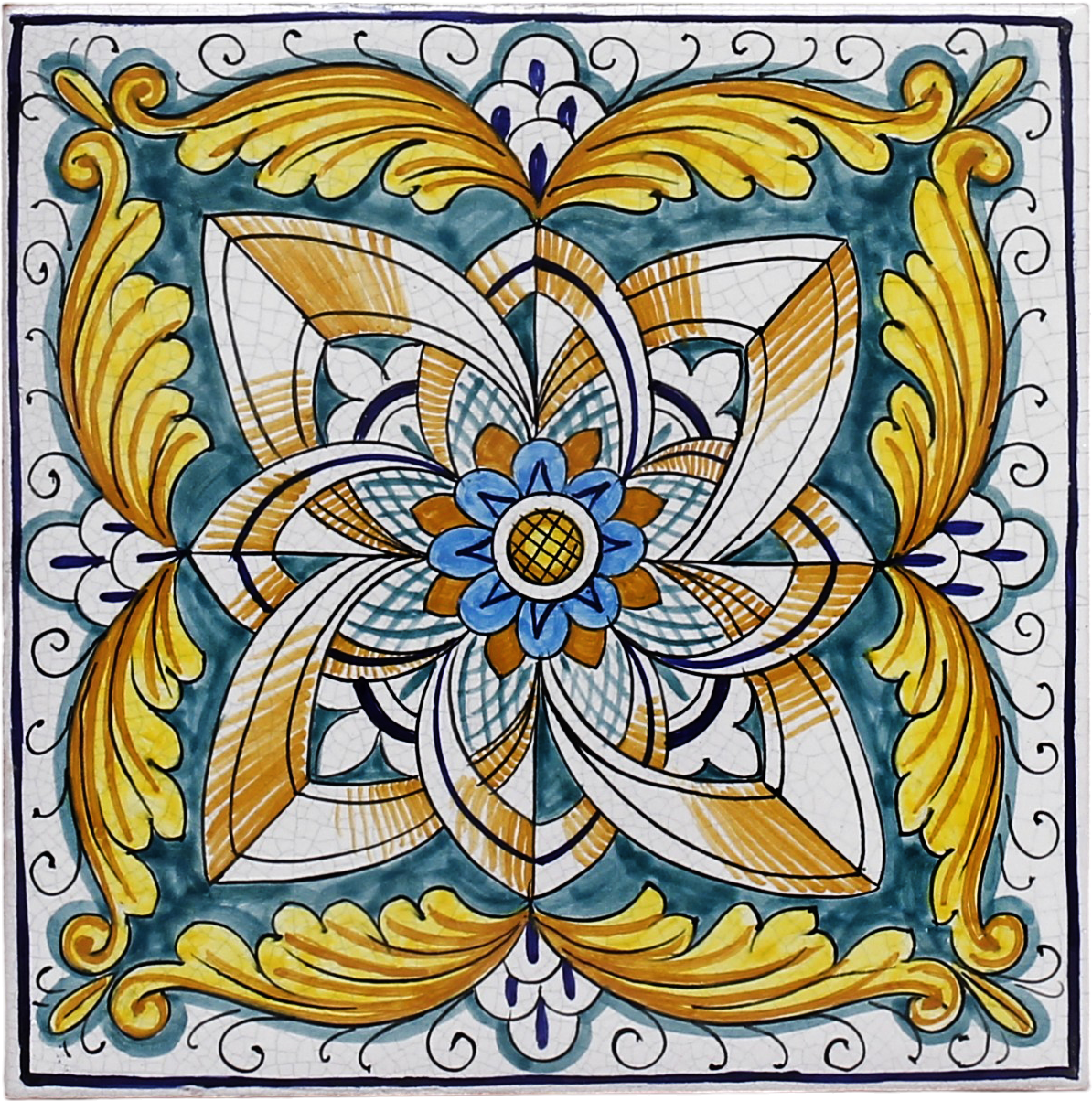 ANTICA DERUTA: Hand Painted Ceramic Deruta Wall Hung Tile 8" (PT/55)