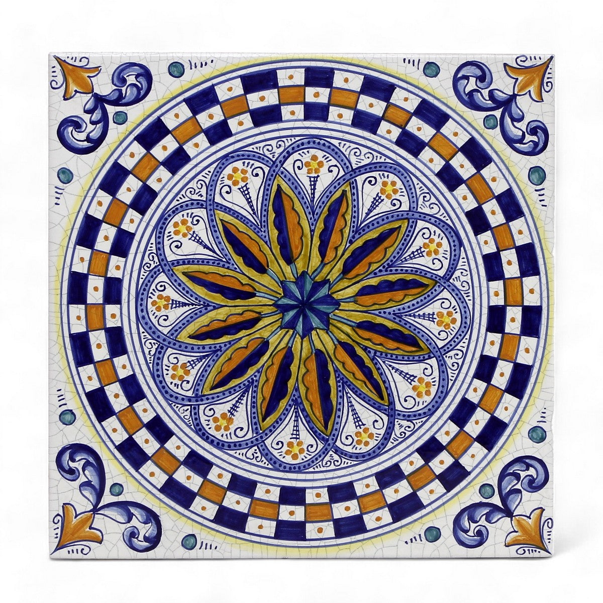 ANTICA DERUTA: Large Hand Painted Ceramic Authentic Deruta Tile