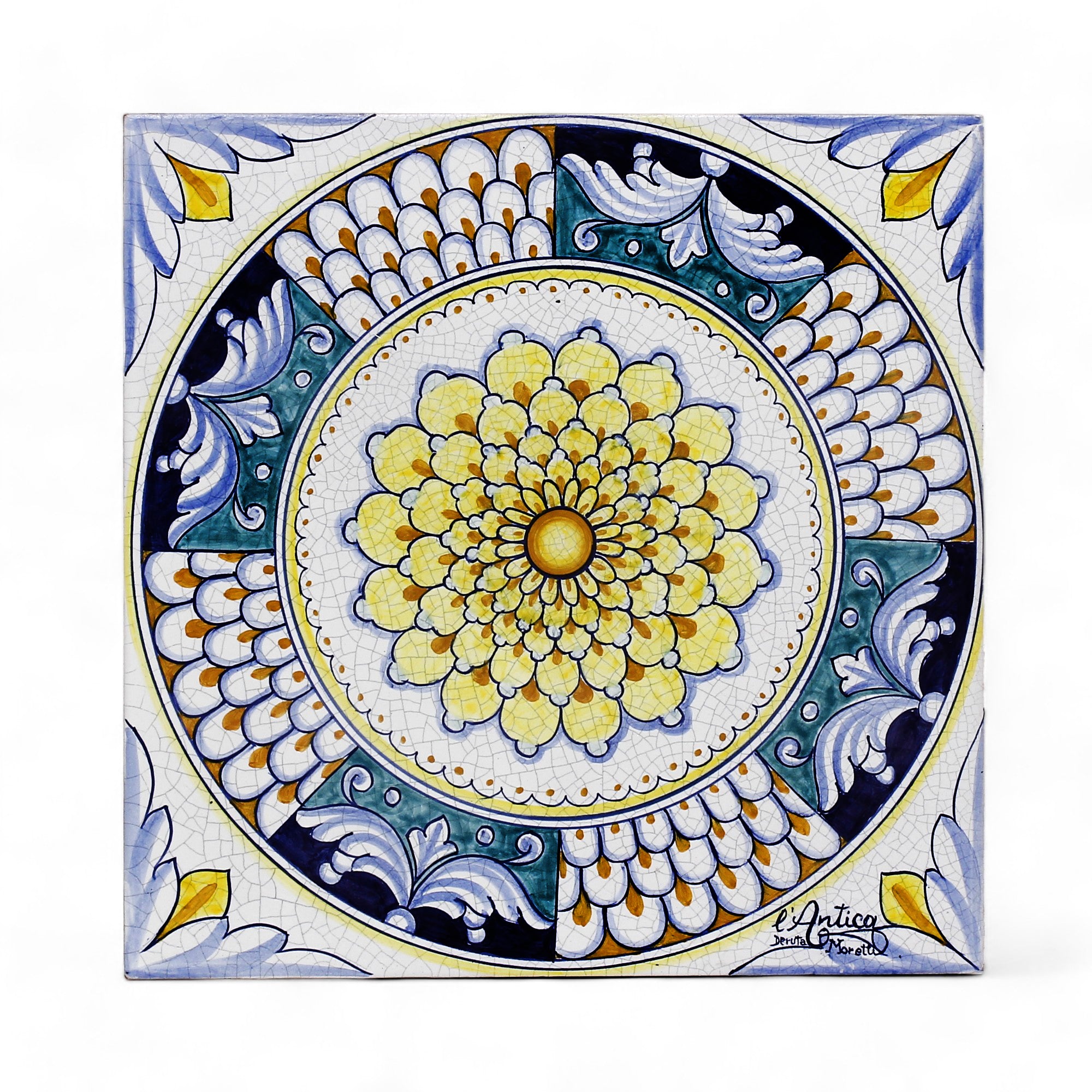 ANTICA DERUTA: Hand Painted Ceramic Deruta Wall Hung Tile 12" (PT/DR10)