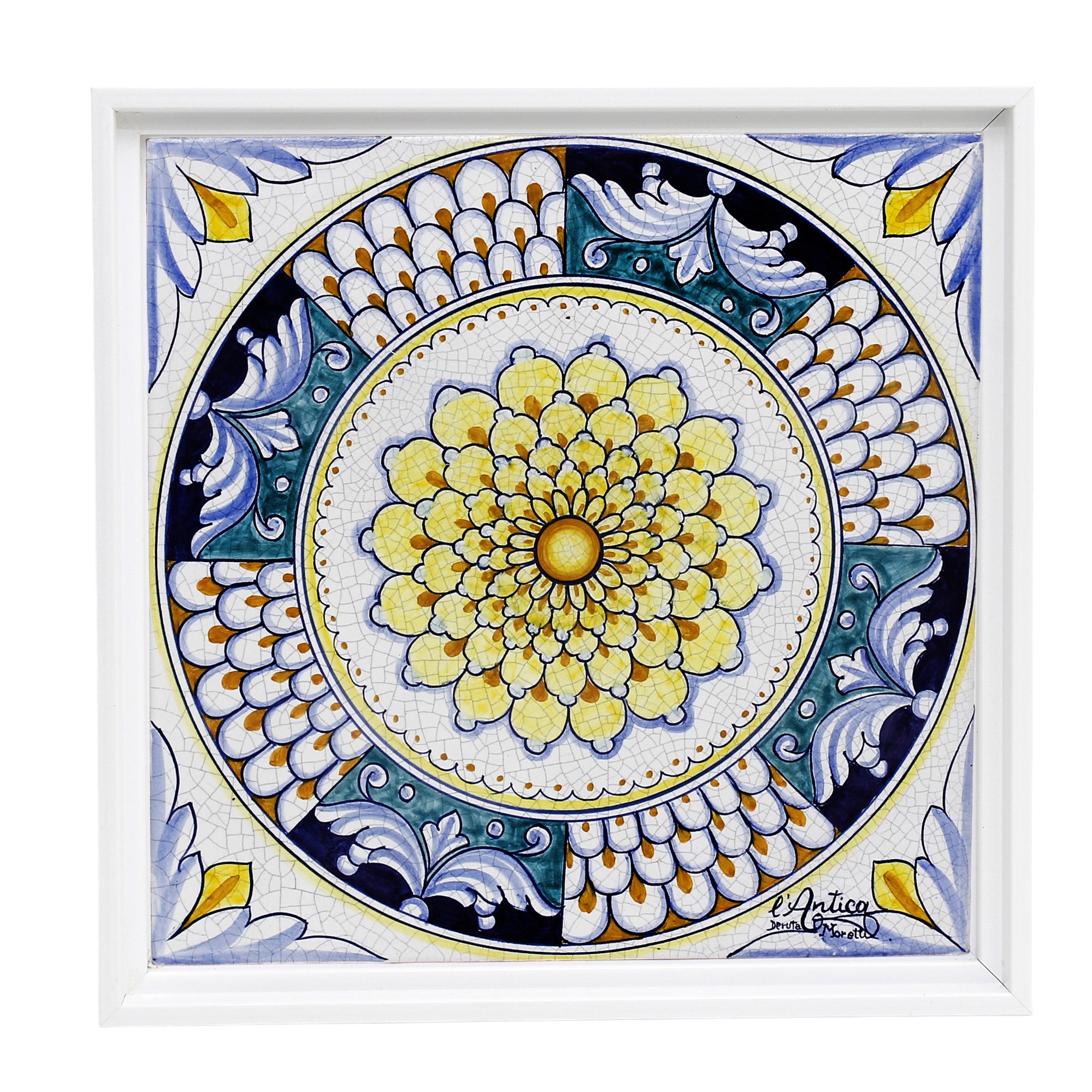 ANTICA DERUTA: Hand Painted Ceramic Deruta Wall Hung Tile 12" (PT/DR10)