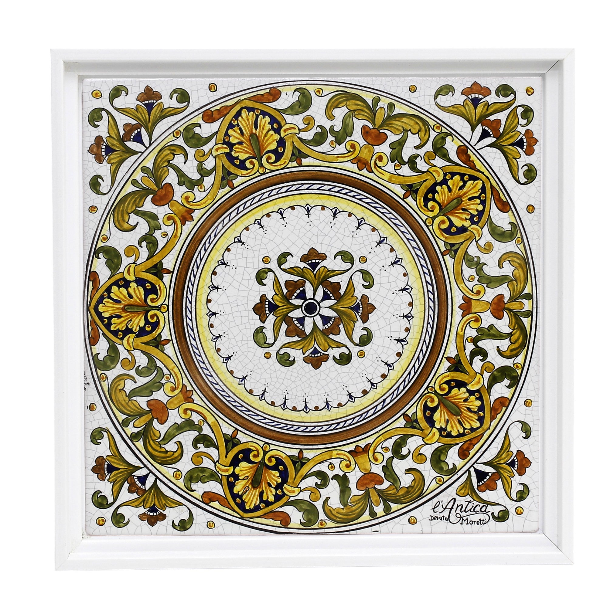 ANTICA DERUTA: Hand Painted Ceramic Deruta Wall Hung Tile 12" (PT/DR14)