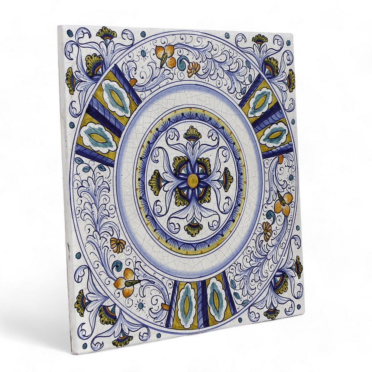 ANTICA DERUTA: Large Hand Painted Ceramic Authentic Deruta Tile