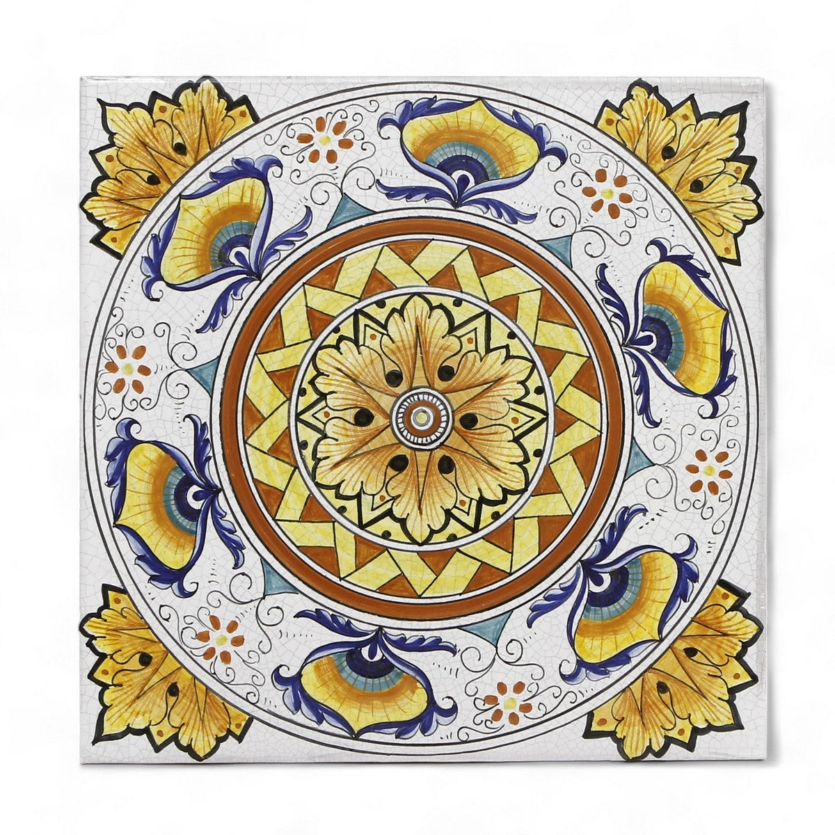 ANTICA DERUTA: Large Hand Painted Ceramic Authentic Deruta Tile