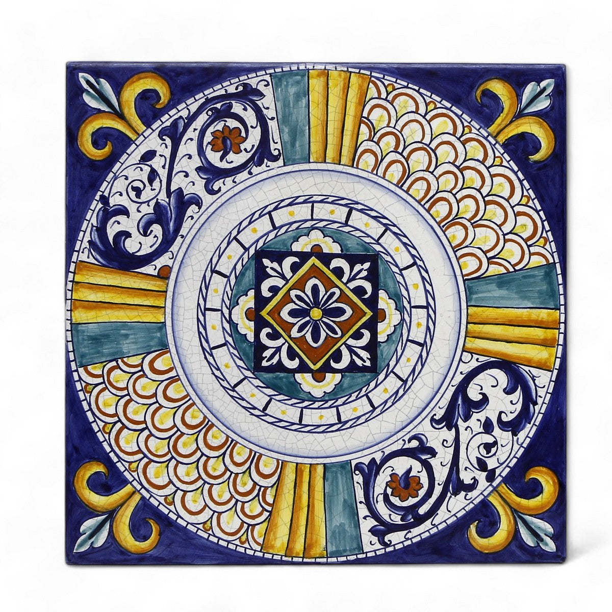 ANTICA DERUTA: Large Hand Painted Ceramic Authentic Deruta Tile