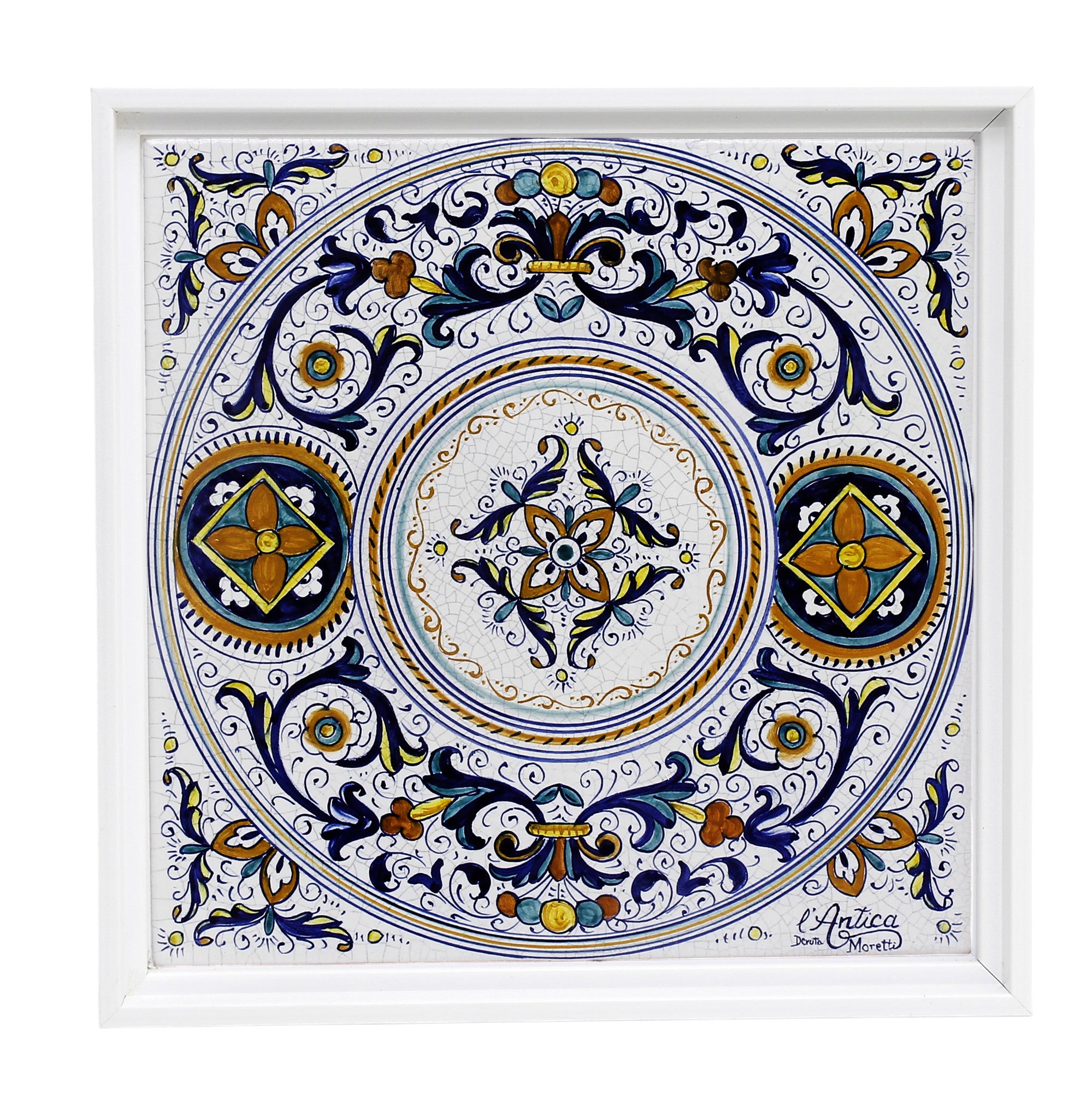 ANTICA DERUTA: Hand Painted Ceramic Deruta Wall Hung Tile 12" (PT/DR22)