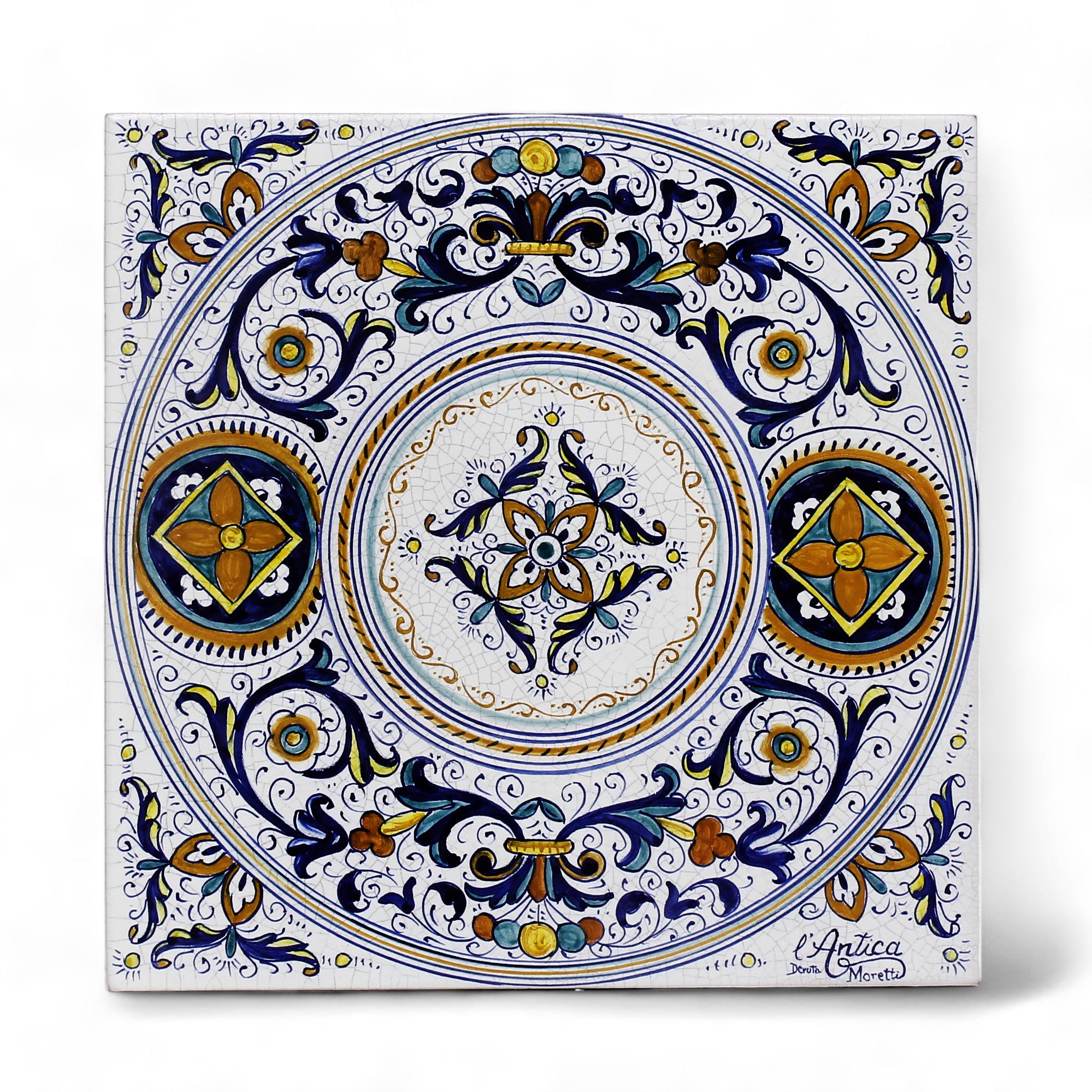 ANTICA DERUTA: Hand Painted Ceramic Deruta Wall Hung Tile 12" (PT/DR22)