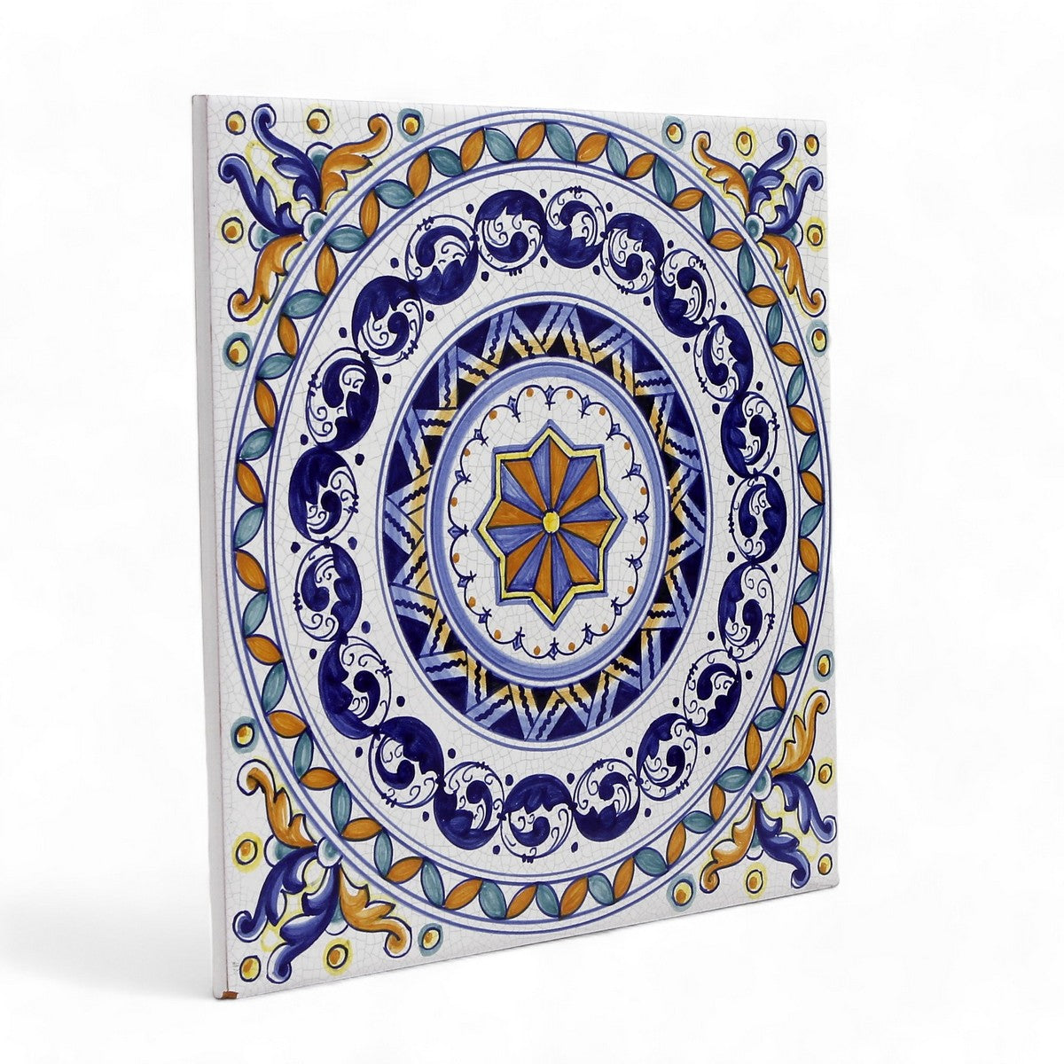 ANTICA DERUTA: Large Hand Painted Ceramic Authentic Deruta Tile