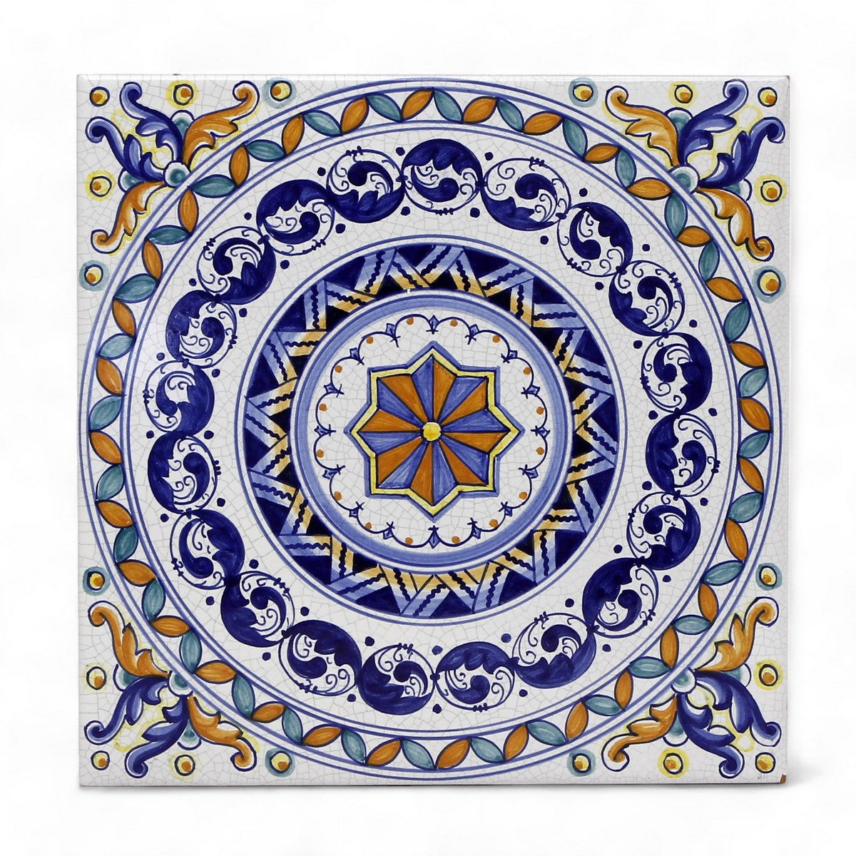 ANTICA DERUTA: Large Hand Painted Ceramic Authentic Deruta Tile