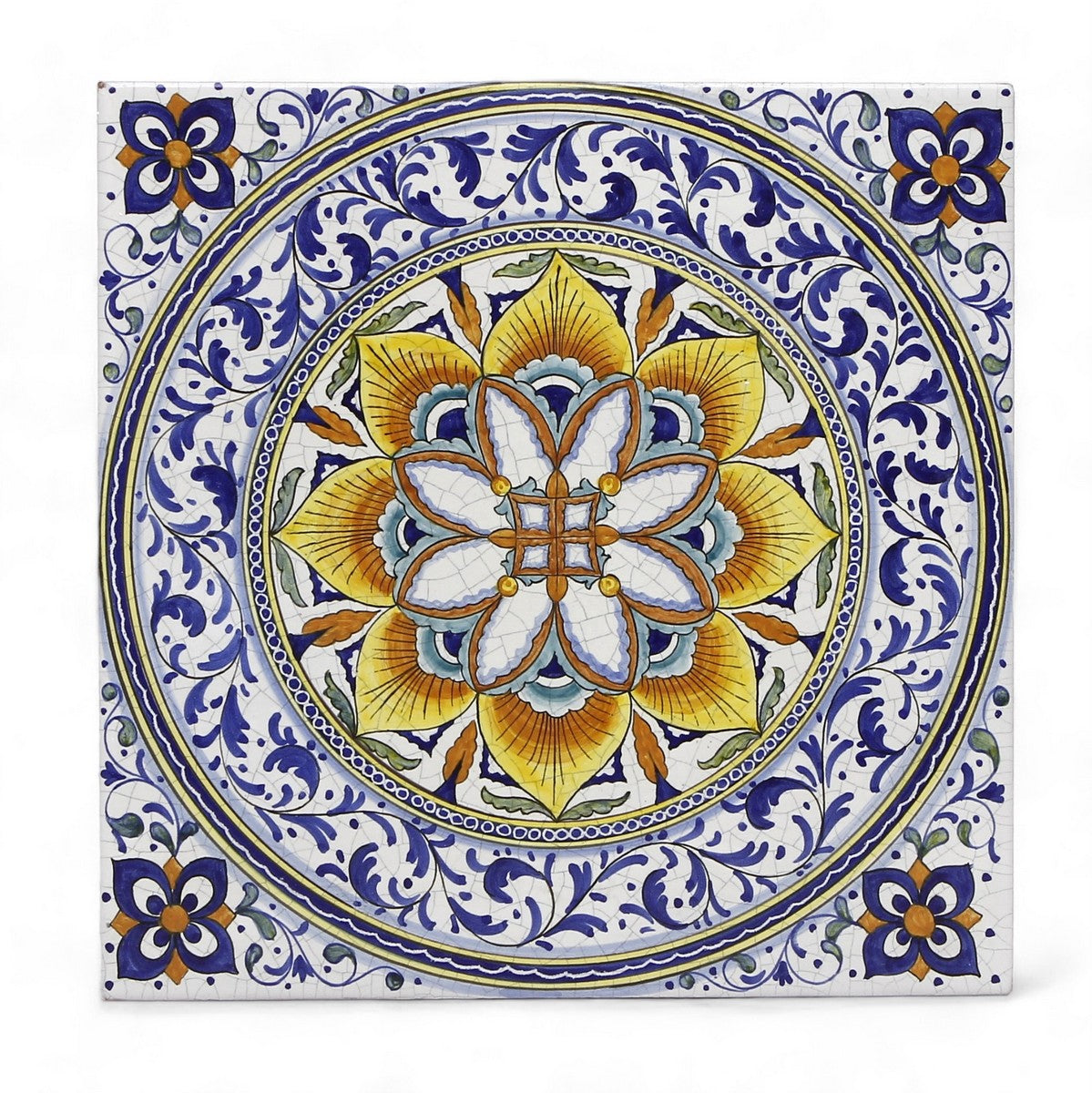 ANTICA DERUTA: Large Hand Painted Ceramic Authentic Deruta Tile