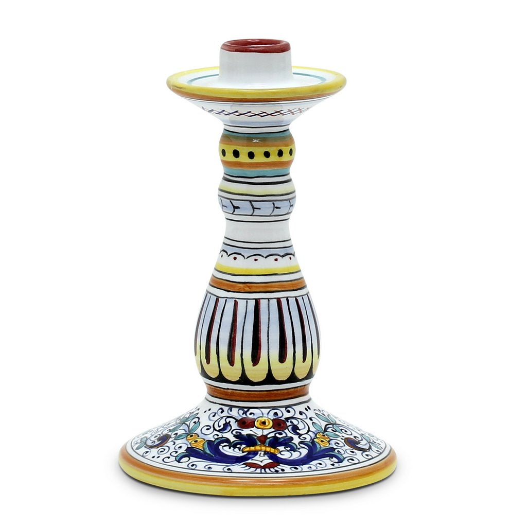 GIFT BOX: With authentic Deruta hand painted ceramic - Ricco Deruta deluxe Candlestick