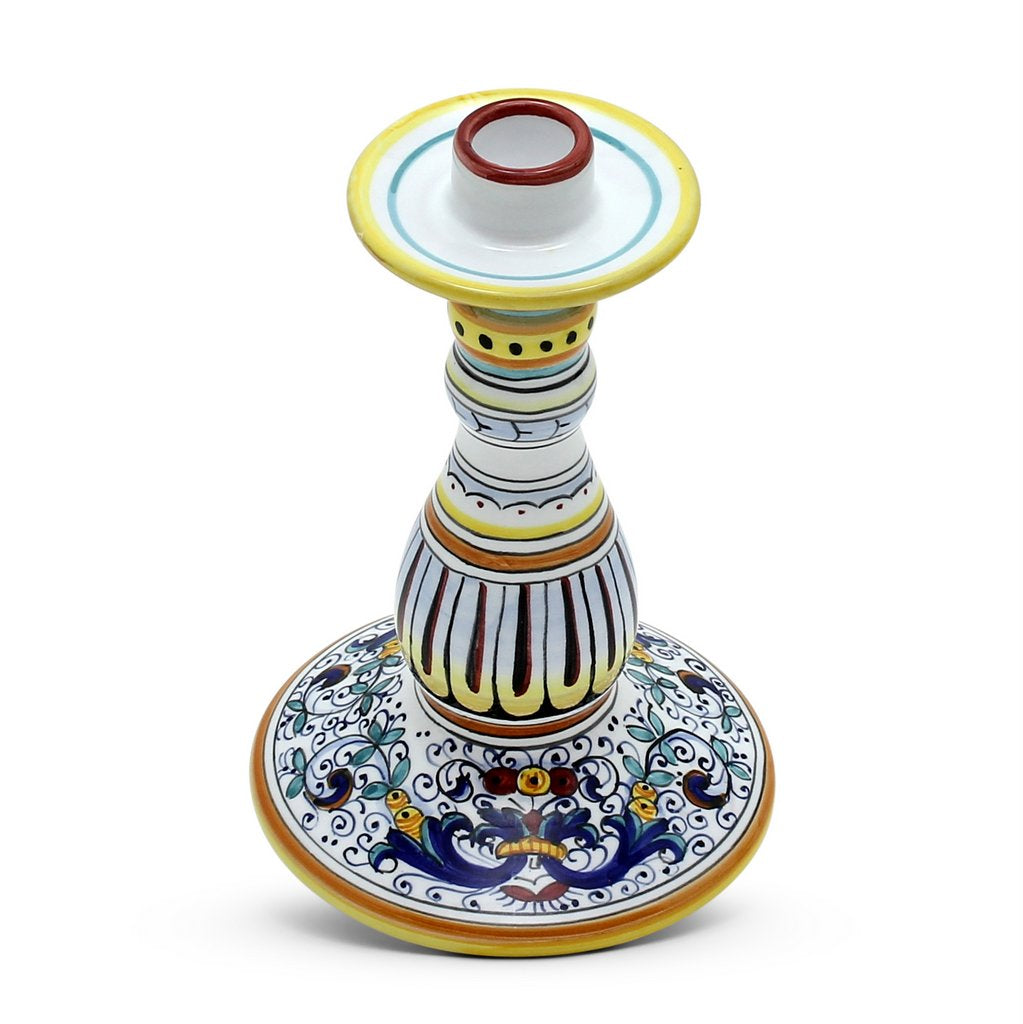 GIFT BOX: With authentic Deruta hand painted ceramic - Ricco Deruta deluxe Candlestick