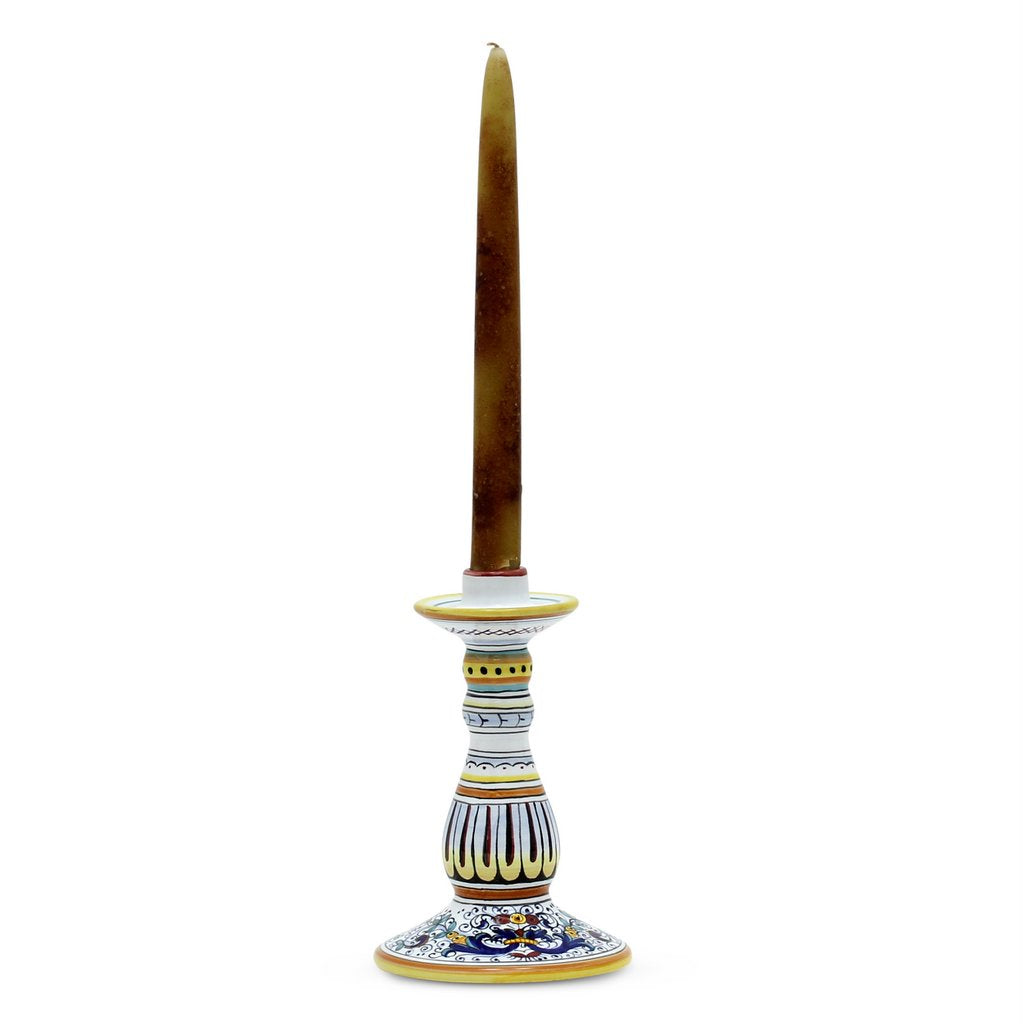 GIFT BOX: With authentic Deruta hand painted ceramic - Ricco Deruta deluxe Candlestick