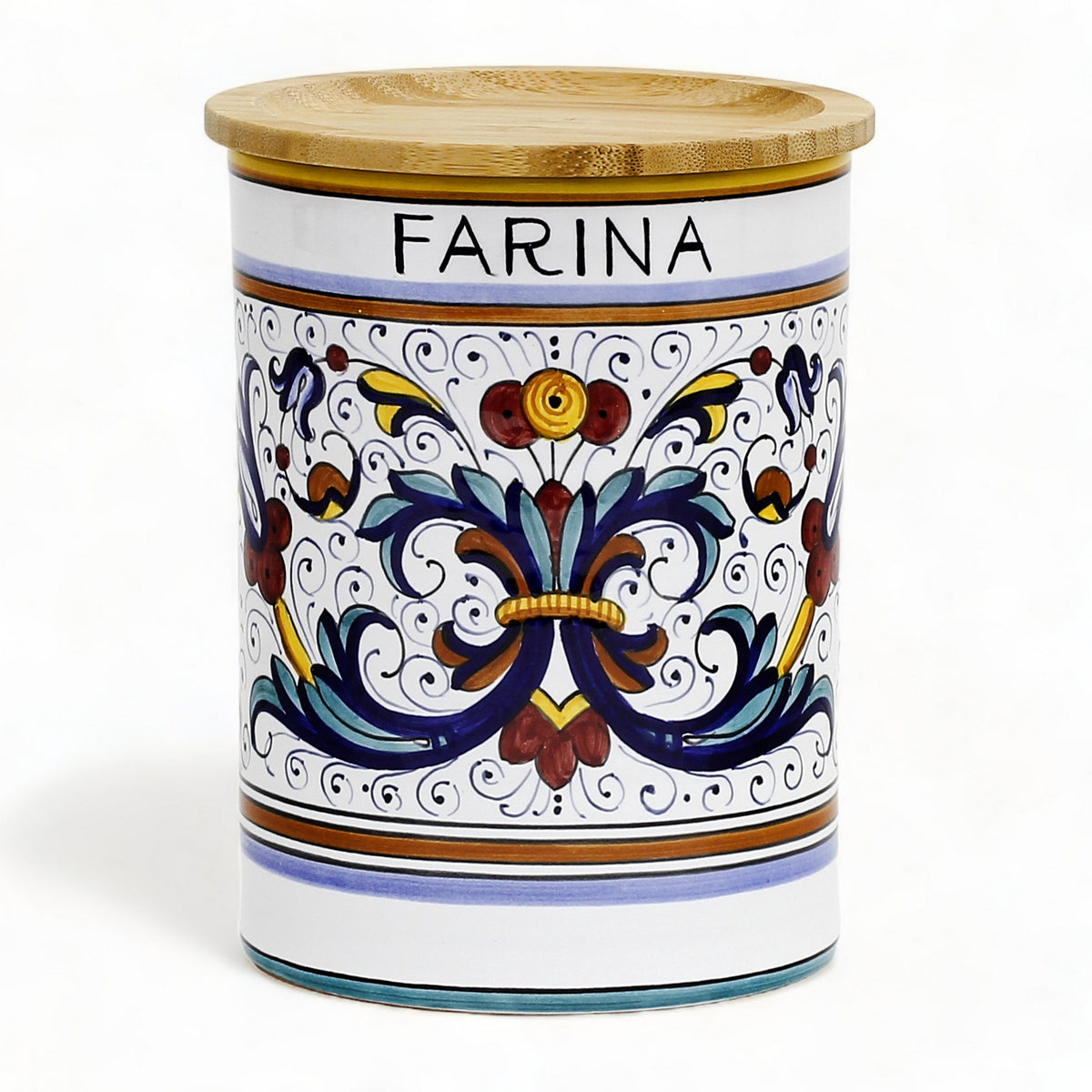 RICCO DERUTA DELUXE: NEW! Canister with Bamboo lid - &#39;FARINA&#39; (Flour)