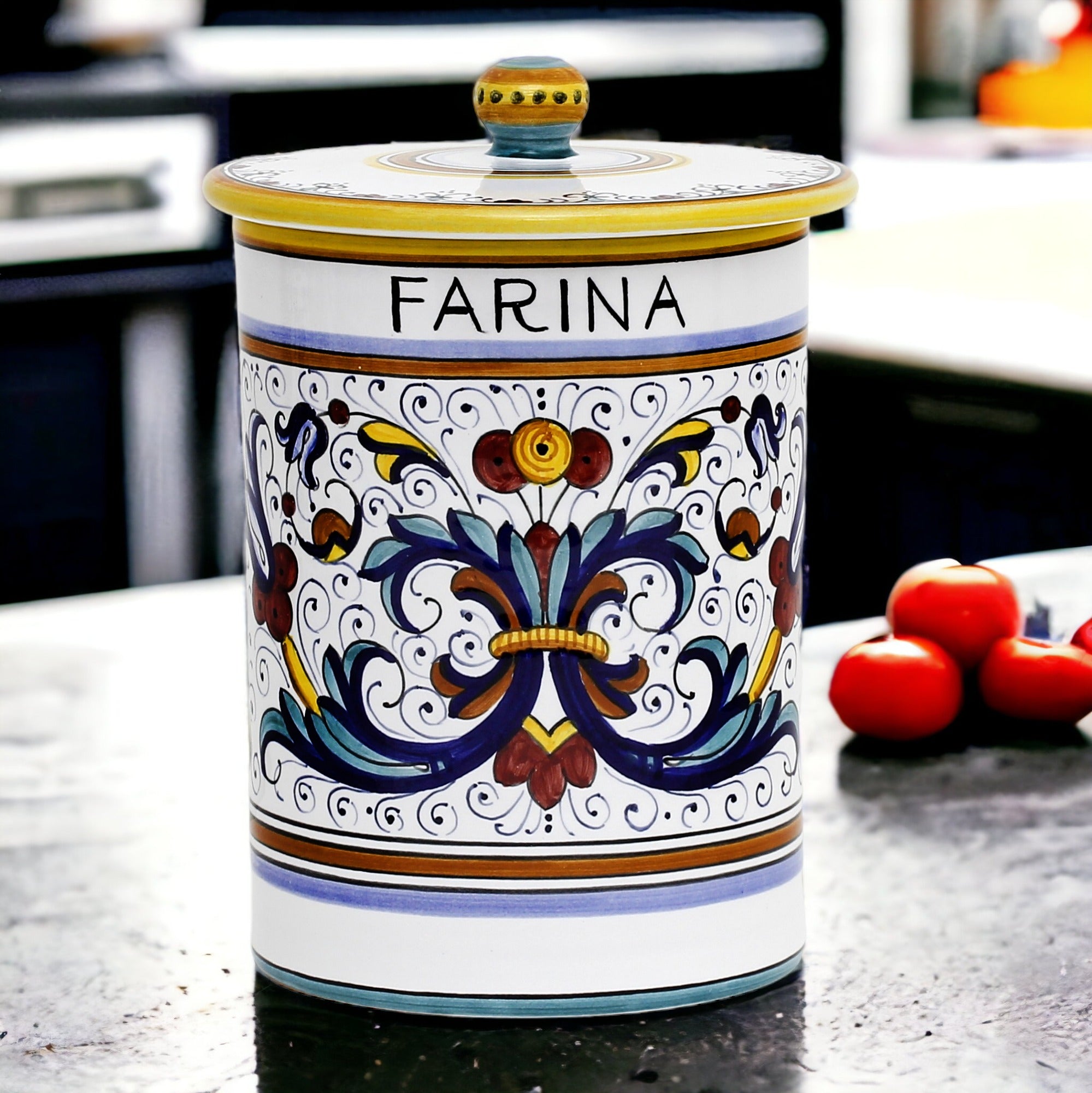 RICCO DERUTA DELUXE: Canister with Ceramic Lid - 'FARINA' (Flour)