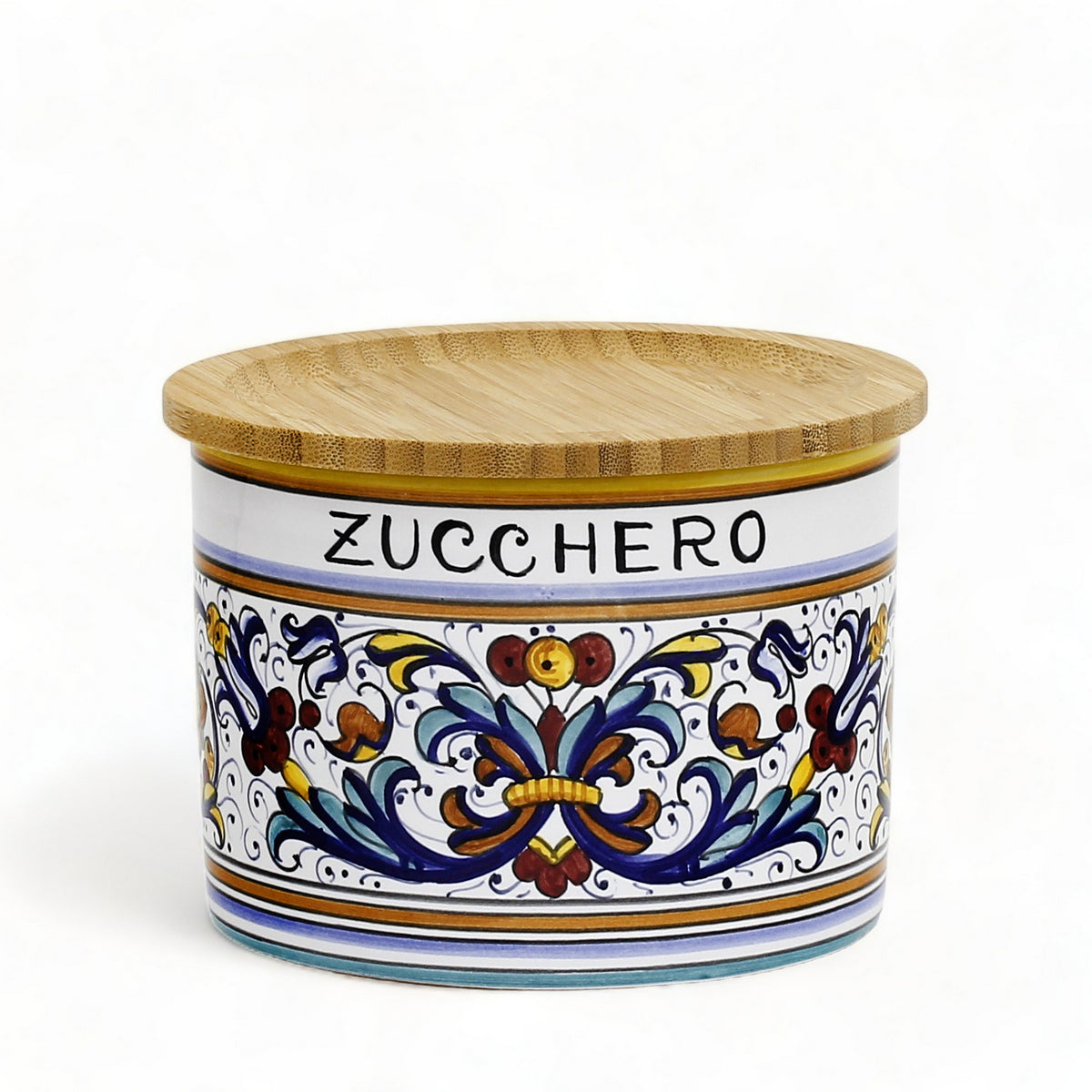 RICCO DERUTA DELUXE: NEW! Canister with Bamboo Lid - &#39;ZUCCHERO&#39; (Sugar)