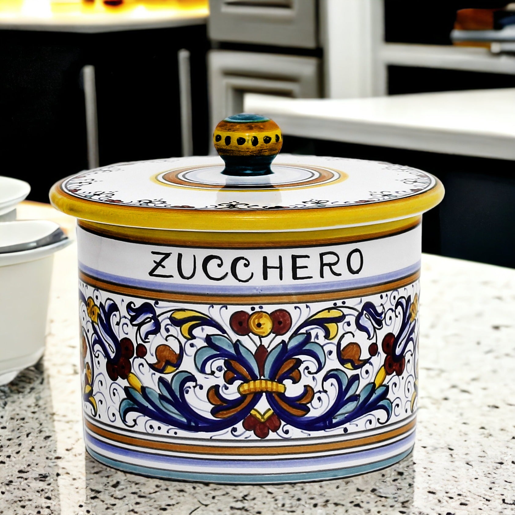 RICCO DERUTA DELUXE: Canister with Ceramic Lid - 'ZUCCHERO' (Sugar)