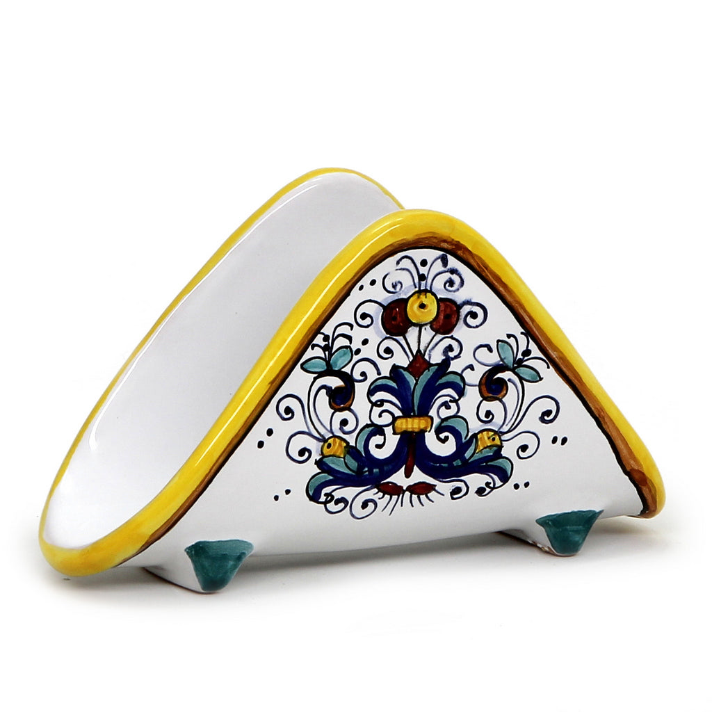 GIFT BOX: With authentic Deruta hand painted ceramic - Napkin Holder Ricco Deruta design