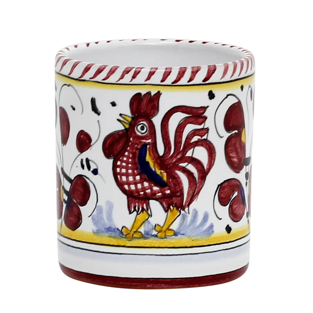 GIFT BOX: DeLuxe Glossy Red Gift Box with Red Rooster Mugs 10 Oz. (Set of 4 pcs)