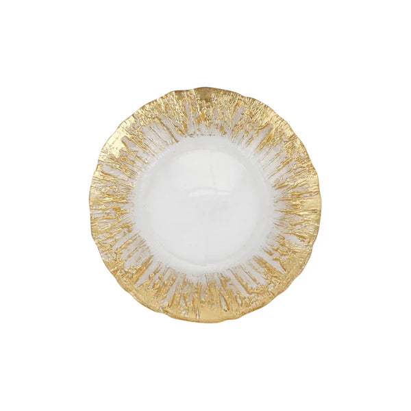 VIETRI: Rufolo Glass Gold Brushstroke Salad Plate