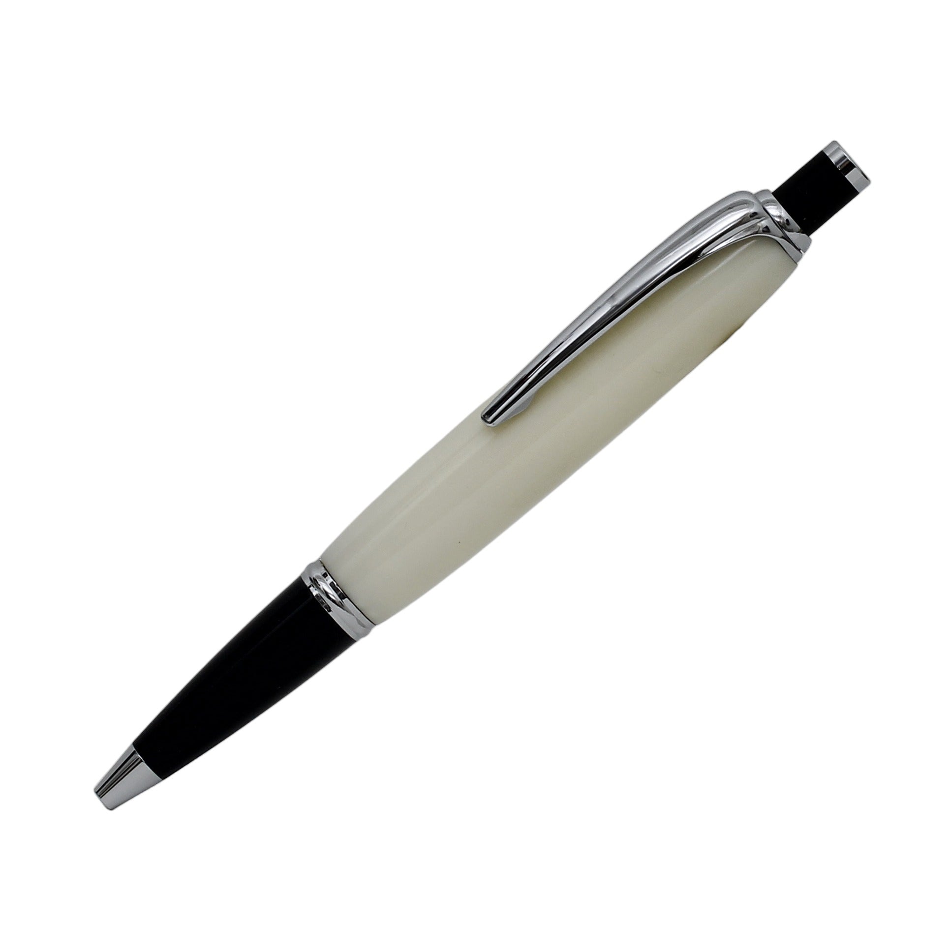 ART-PEN: Handcrafted Luxury Click Pen - Chrome finish with CREAM acrylic hand turned body - artisticaitalian.com