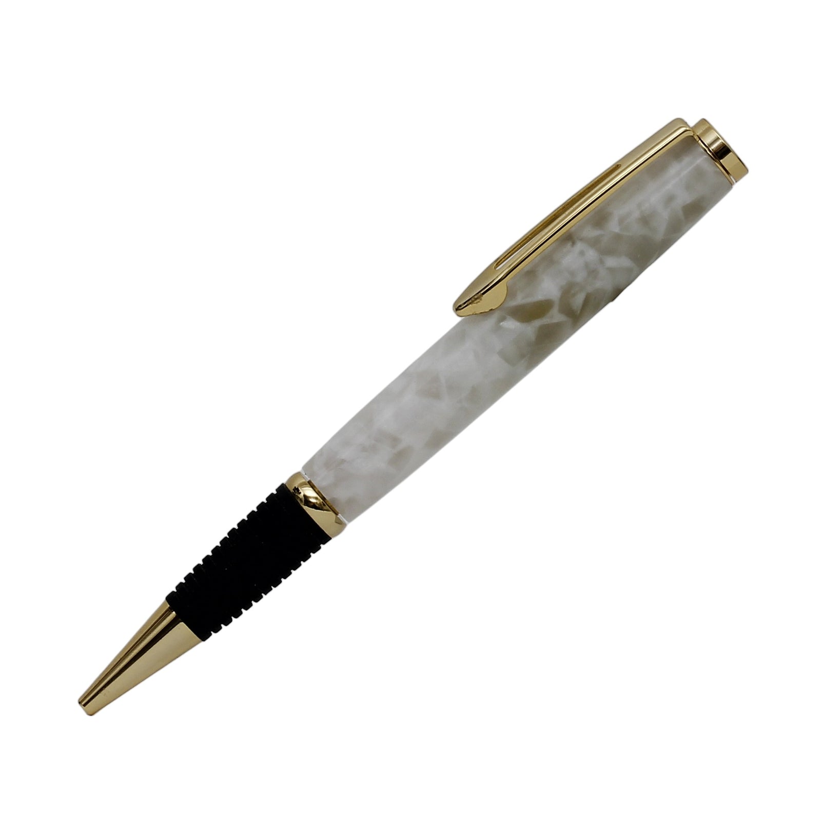 ART-PEN: Handcrafted Luxury Twist Rollerball Pen - GOLD with ACQUAPEARL acrylic hand turned body - artisticaitalian.com