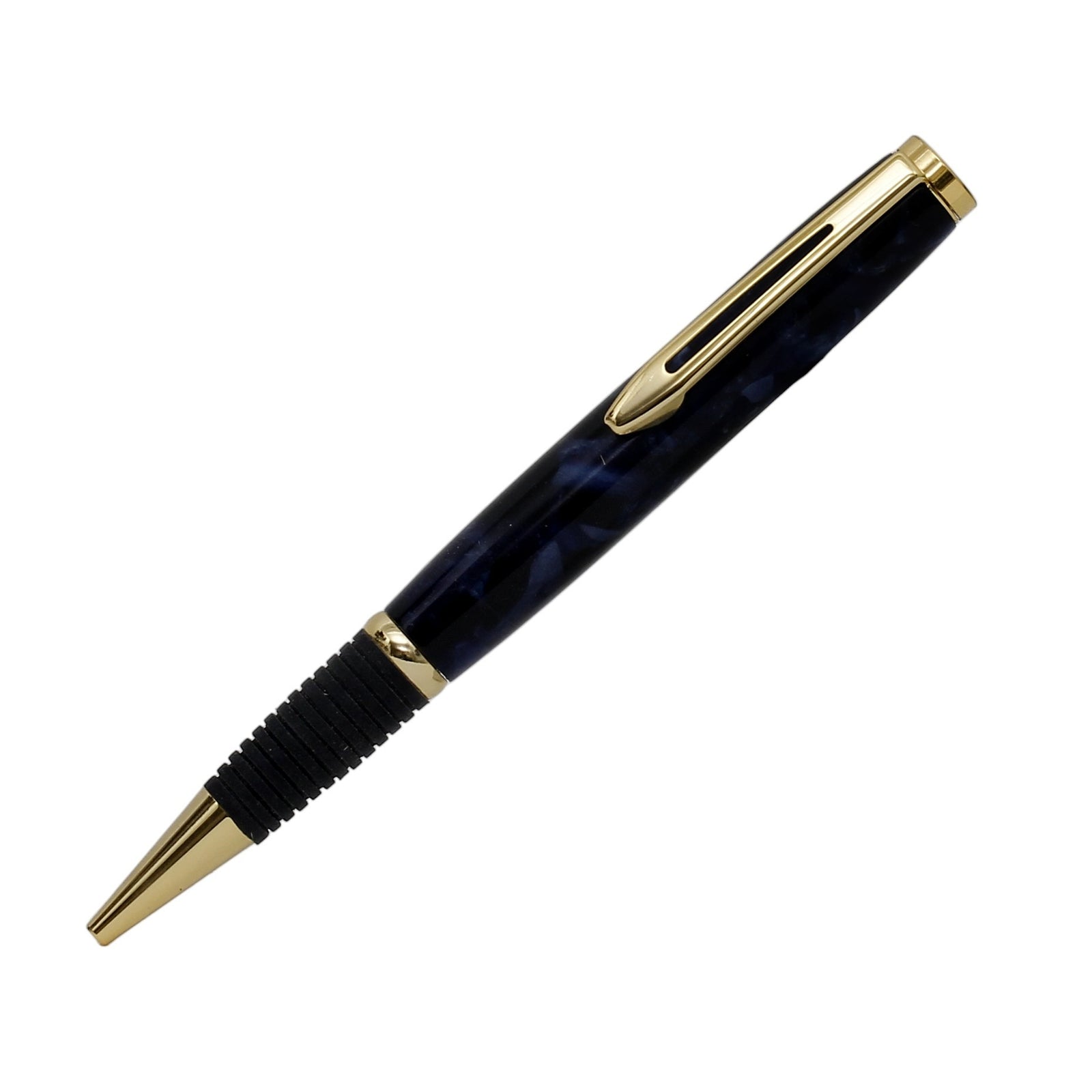 ART-PEN: Handcrafted Luxury Twist Rollerball Pen - GOLD with BLUE ACQUAPEARL acrylic hand turned body - artisticaitalian.com