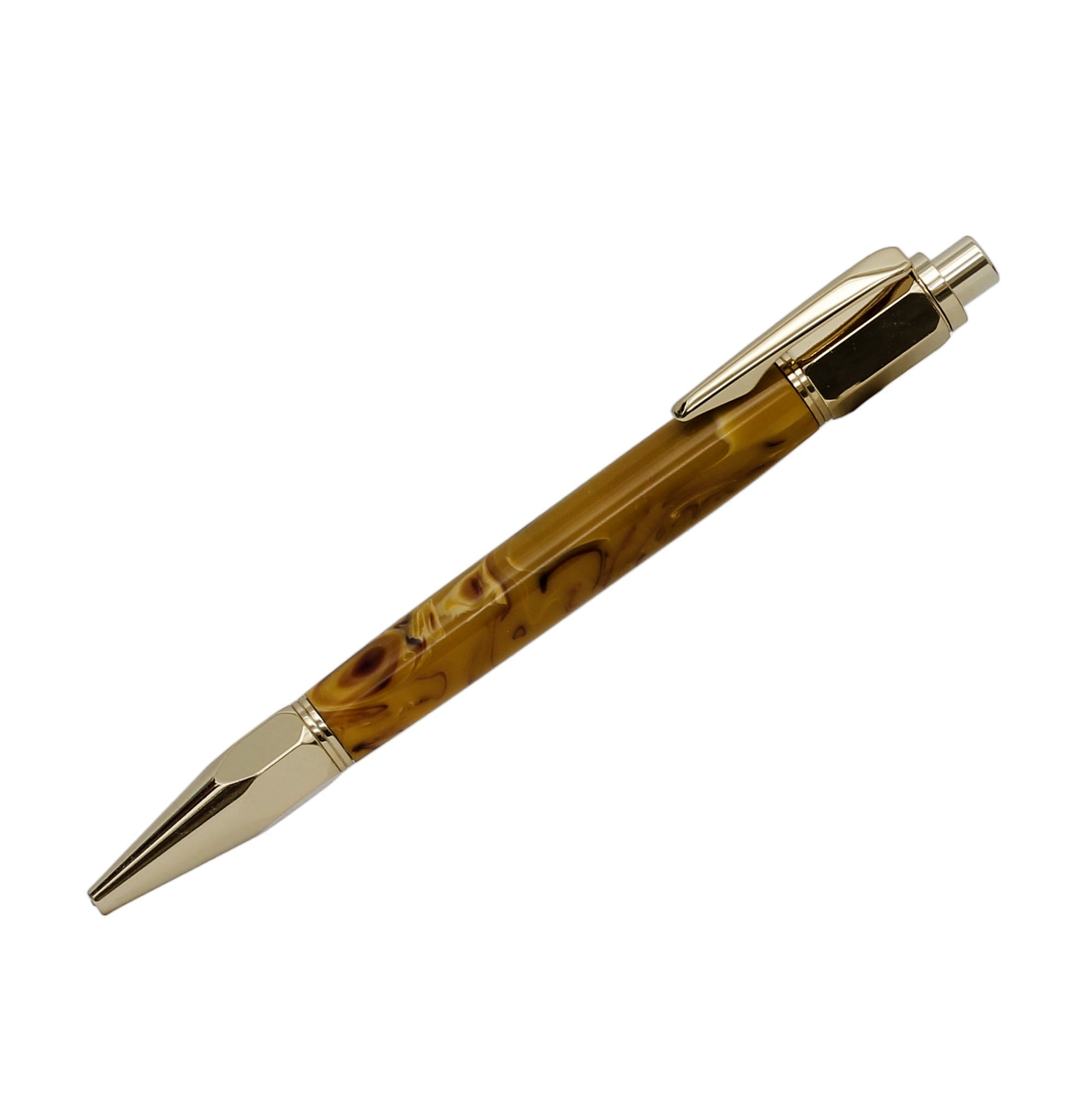 ART-PEN: Handcrafted Luxury Twist Rollerball Pen - Chrome with MIX BROWN acrylic hand turned body - artisticaitalian.com