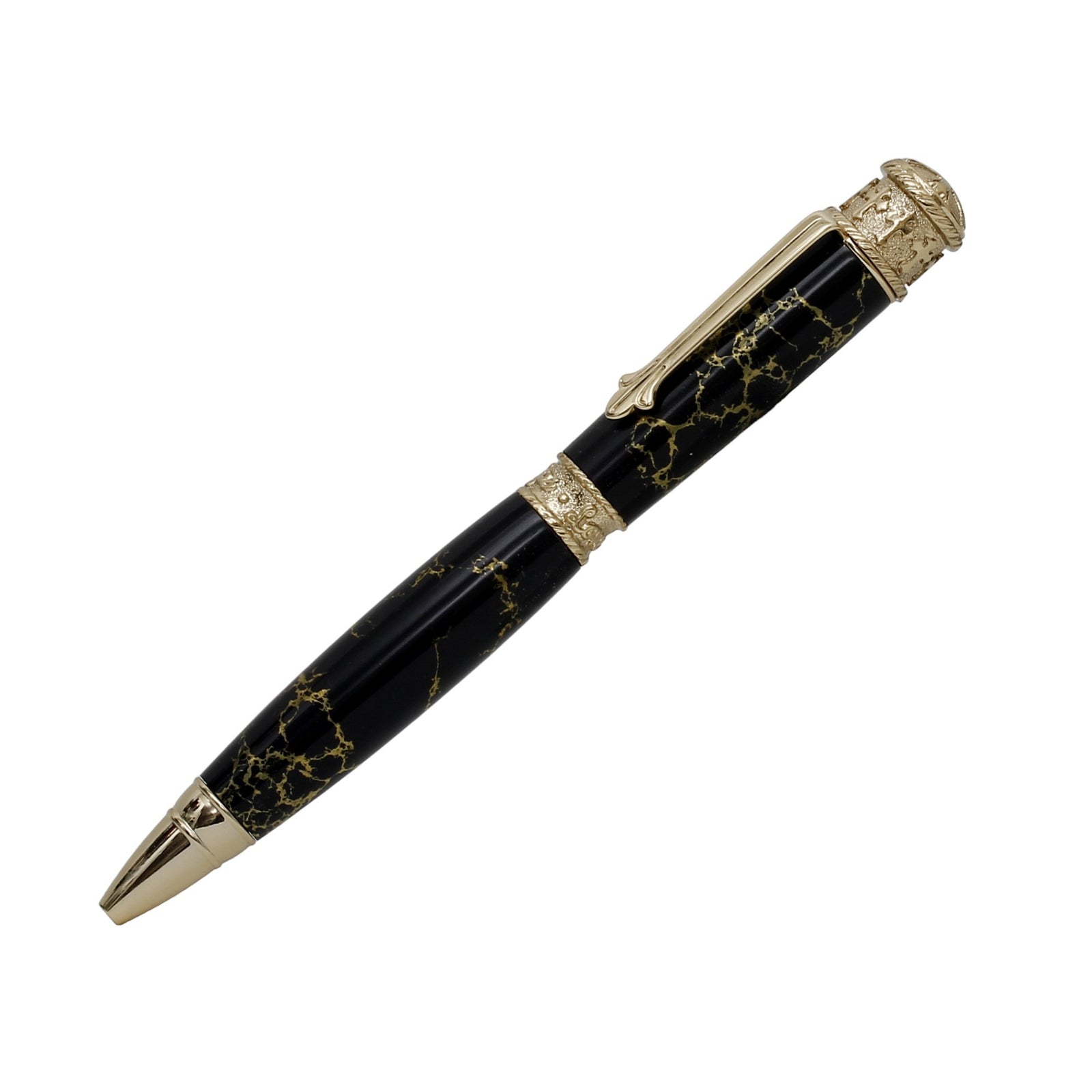 ART-PEN: Handcrafted Luxury Twist Rollerball Pen - Faith Hope Love - Gold finish with Luxury True-Stone Composite body - artisticaitalian.com