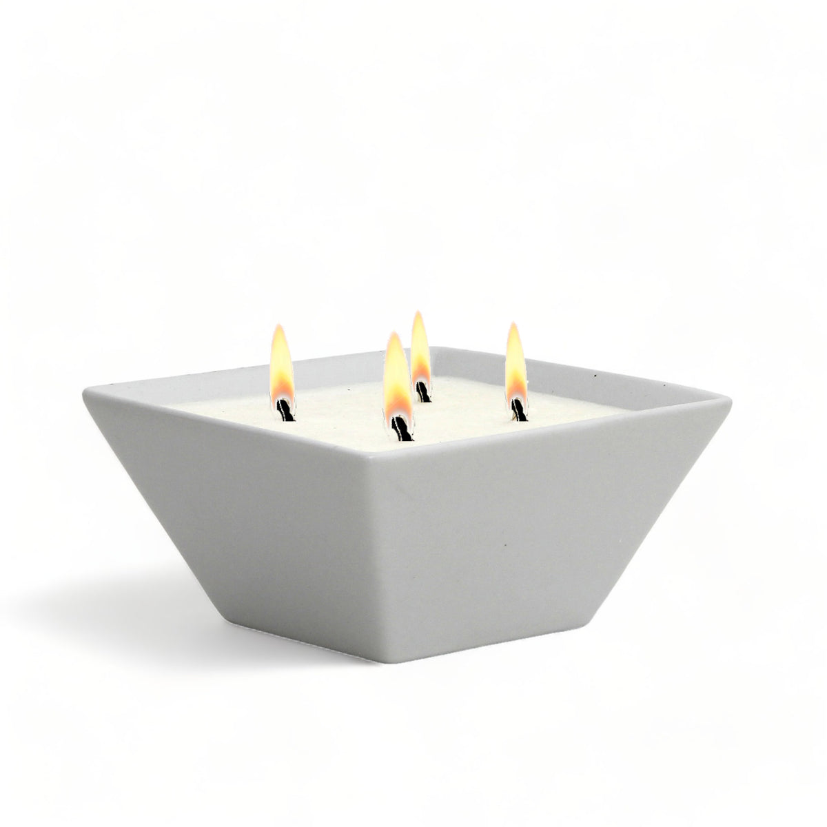 MONDIAL CANDLES: Alaska White Square Large Ceramic Candle 4 Wicks