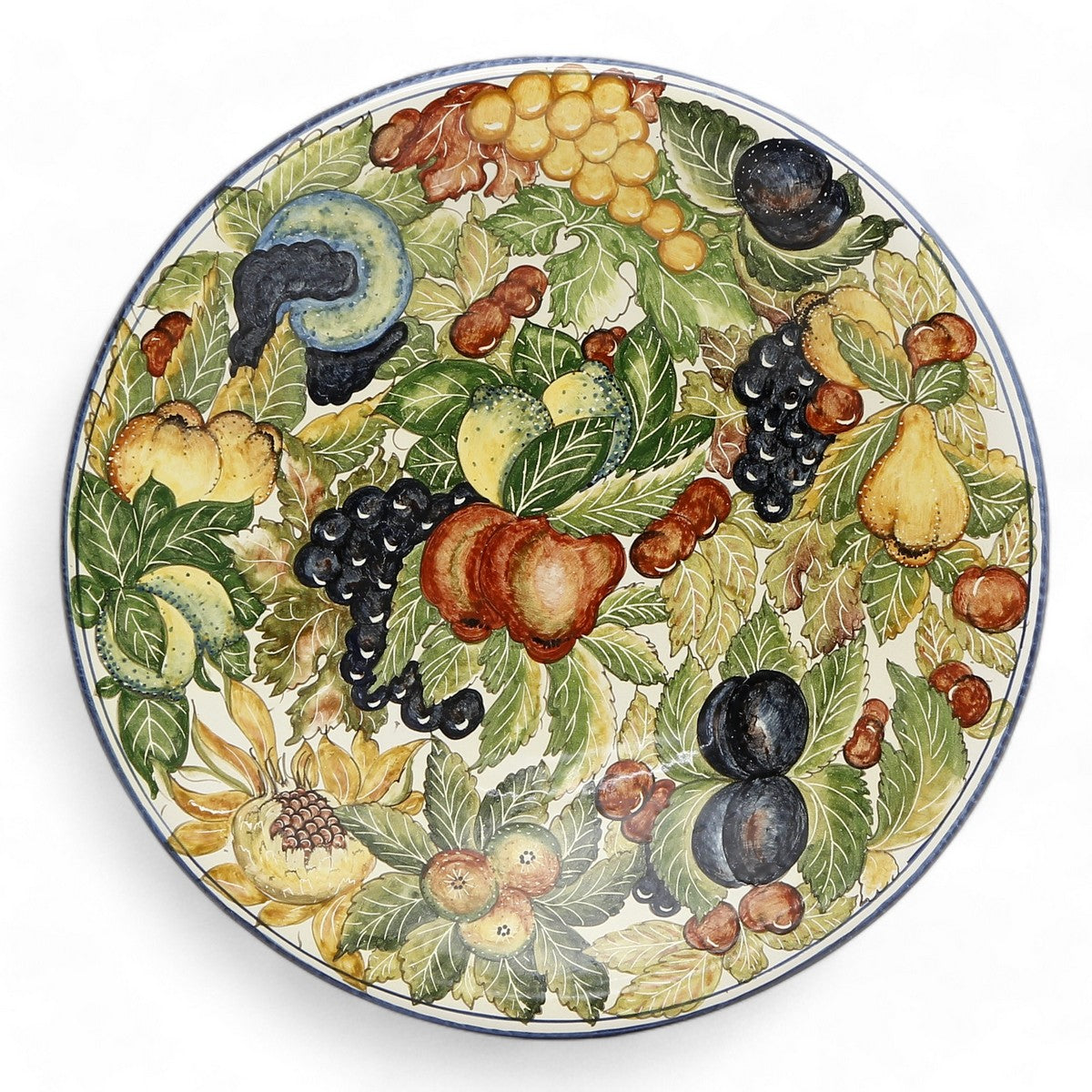 TUSCAN MAJOLICA: Large wall plate featuring assorted fruits and foliage. (22.5&quot; DIAM)