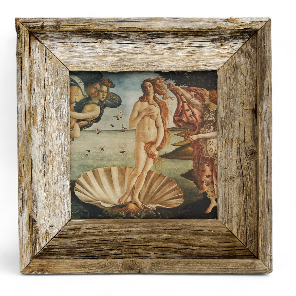 SUBLIMART: Affresco Ceramic Tile on Distressed Reclaimed Barn Wood Frame - Opera "The Birth of Venus" by Sandro Botticelli