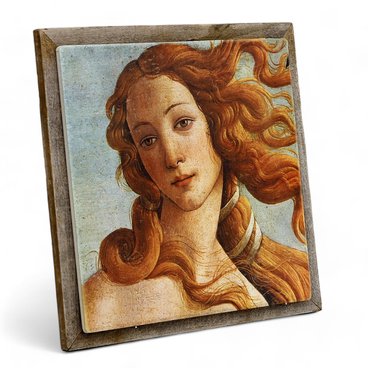 SUBLIMART: Affresco Ceramic Tile on Distressed Reclaimed Barn Wood Frame - Opera "Opera The Birth of Venus" (Detail) by Sandro Botticelli