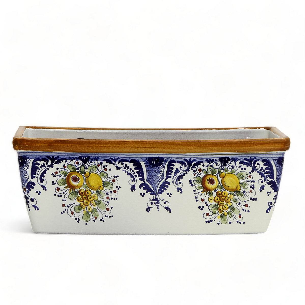 TOSCANA: Rectangular Tuscan Jardiniere - Strong Terracotta indoor/outdoor - Fruttina Retina Blu