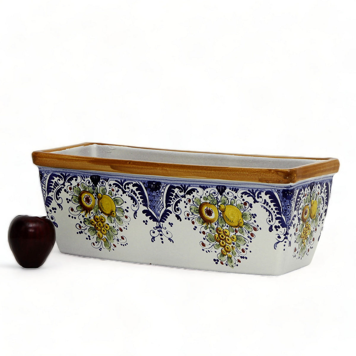 TOSCANA: Rectangular Tuscan Jardiniere - Strong Terracotta indoor/outdoor - Fruttina Retina Blu